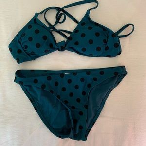 Small Polkadot Teal & Black Bikini